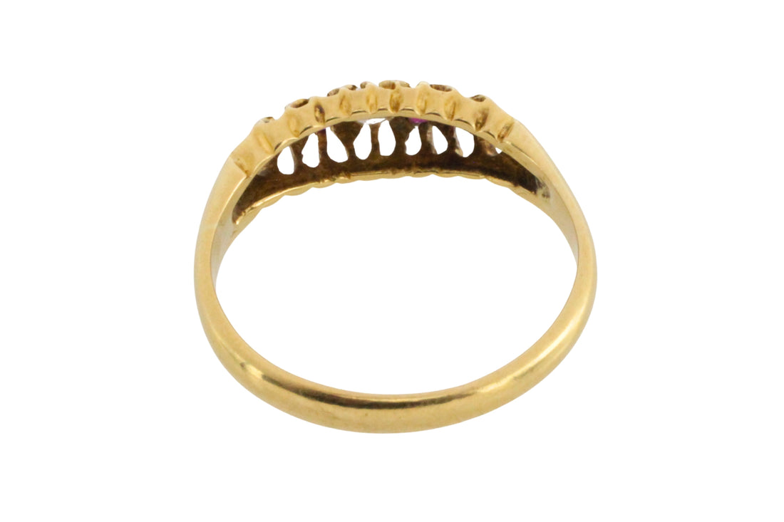 Edwardian ruby and diamond ring from 1915