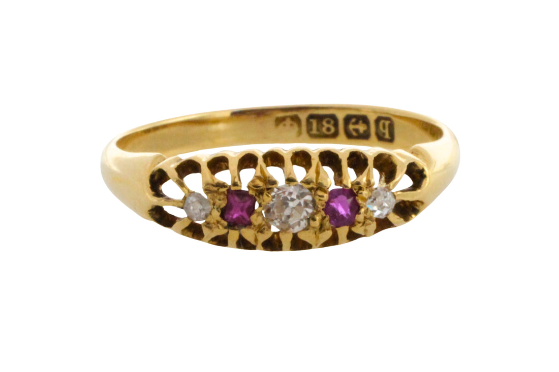 Edwardian ruby and diamond ring from 1915