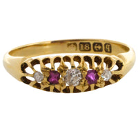 Edwardian ruby and diamond ring from 1915