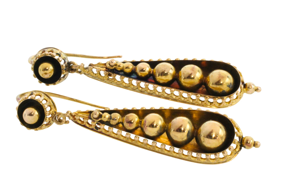 Victorian 15 carat gold pendant earrings