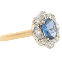 Vintage sapphire and diamond cluster ring
