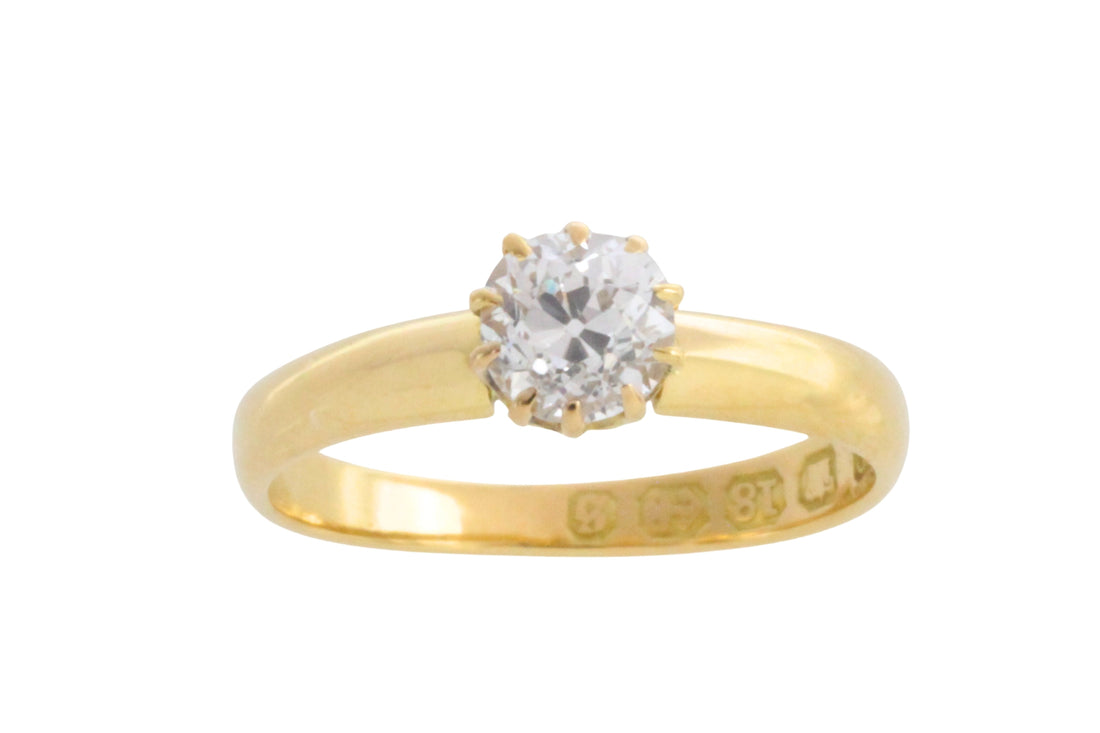 Victorian old cut diamond solitaire ring from 1892