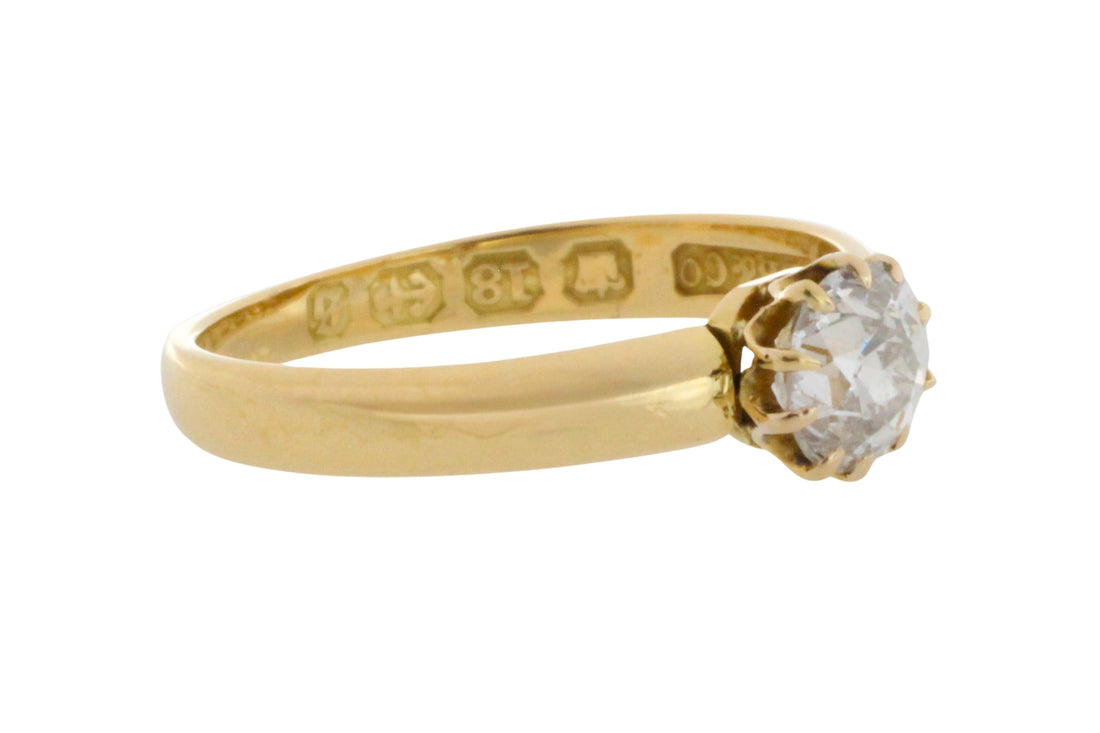 Victorian old cut diamond solitaire ring from 1892