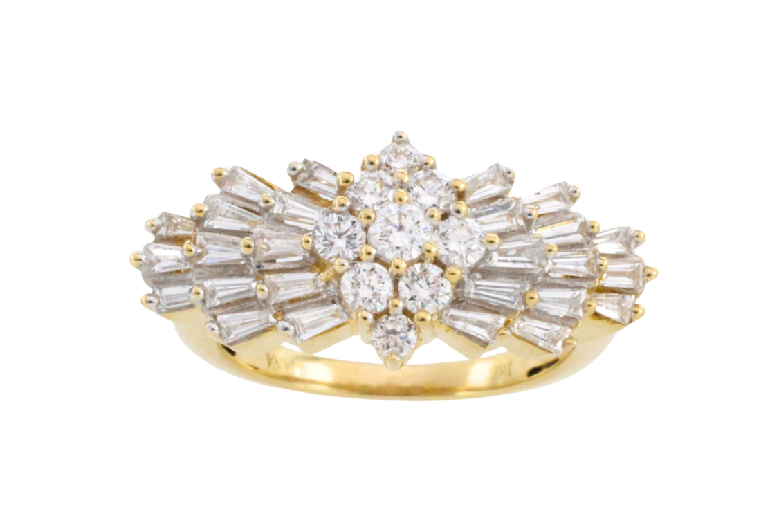 Vintage baguette and brilliant cut diamond ring
