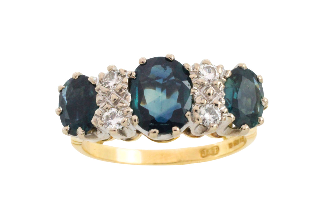 Vintage sapphire and diamond ring in 18 carat gold-Vintage Rings-The Antique Ring Shop