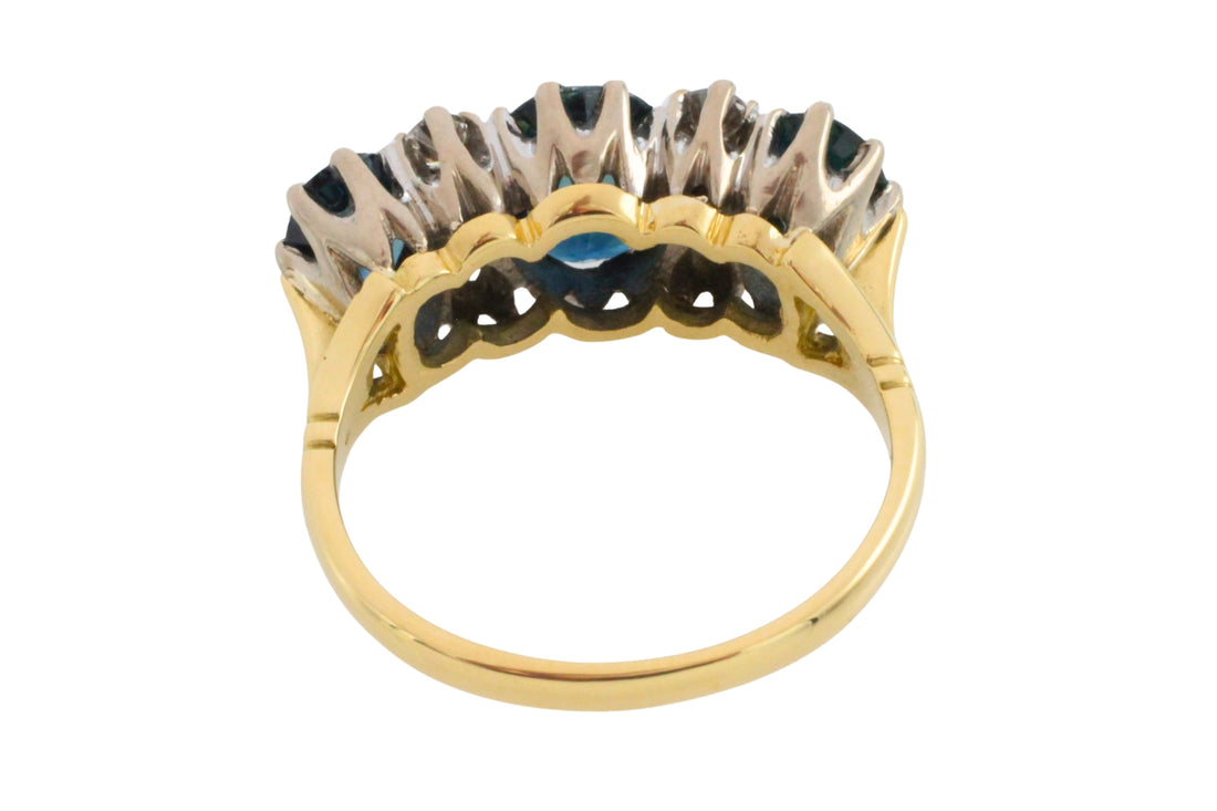 Vintage sapphire and diamond ring in 18 carat gold-Vintage Rings-The Antique Ring Shop