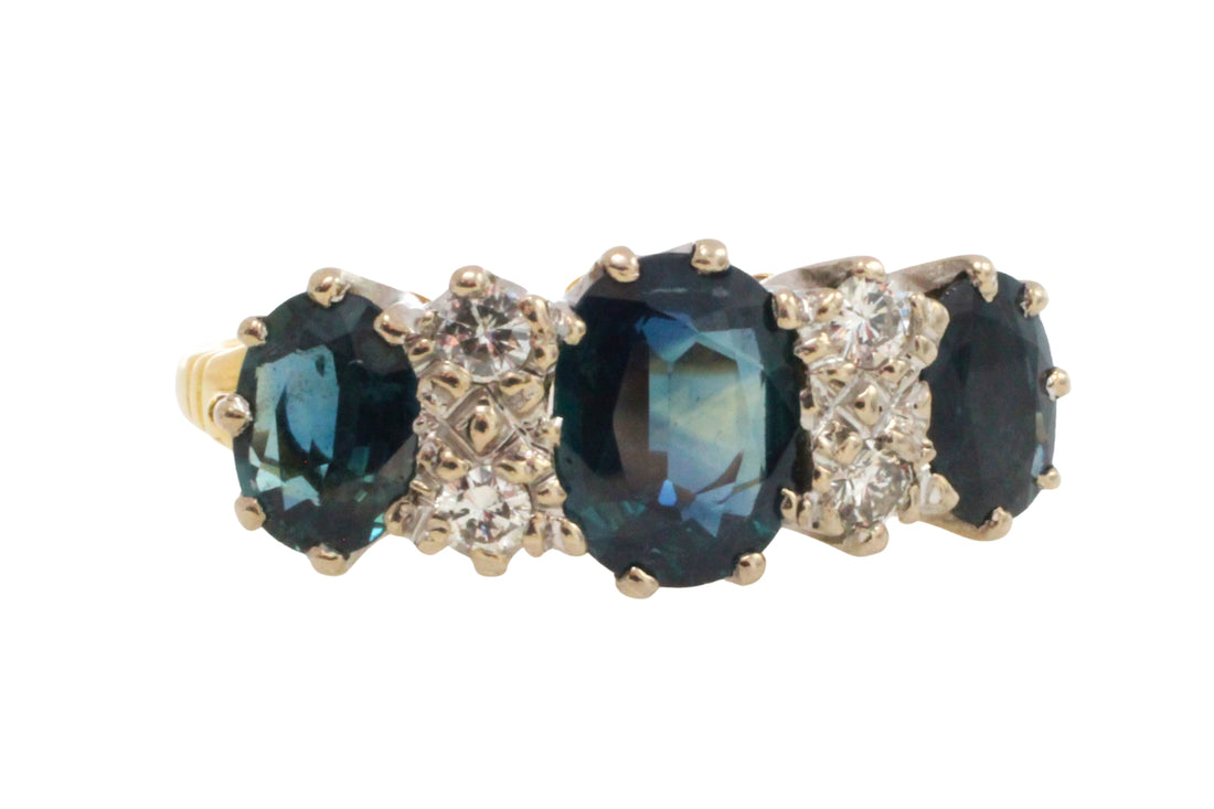 Vintage sapphire and diamond ring in 18 carat gold-Vintage Rings-The Antique Ring Shop