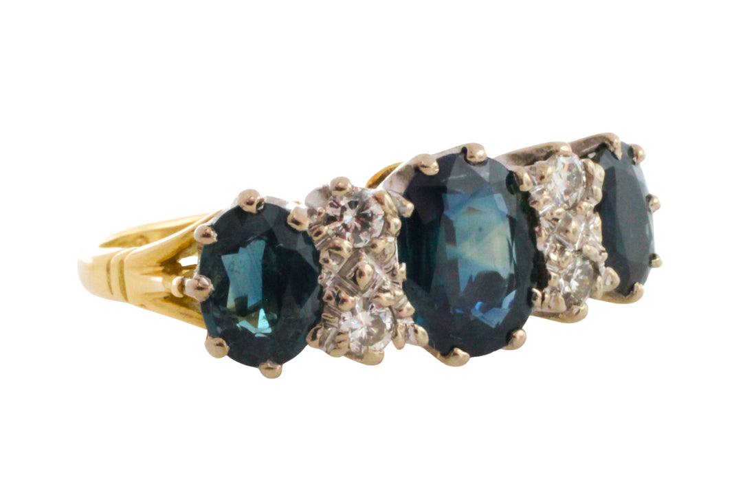 Vintage sapphire and diamond ring in 18 carat gold-Vintage Rings-The Antique Ring Shop