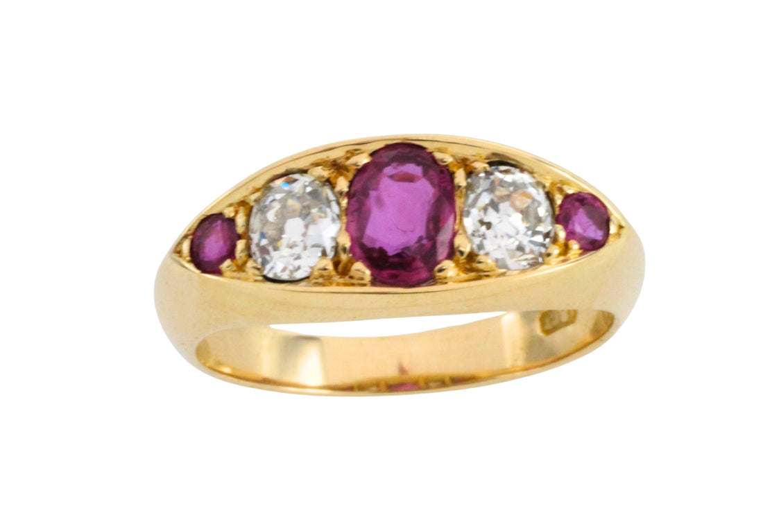 Victorian ruby and old mine cut diamond ring-Antique rings-The Antique Ring Shop