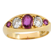 Victorian ruby and old mine cut diamond ring-Antique rings-The Antique Ring Shop