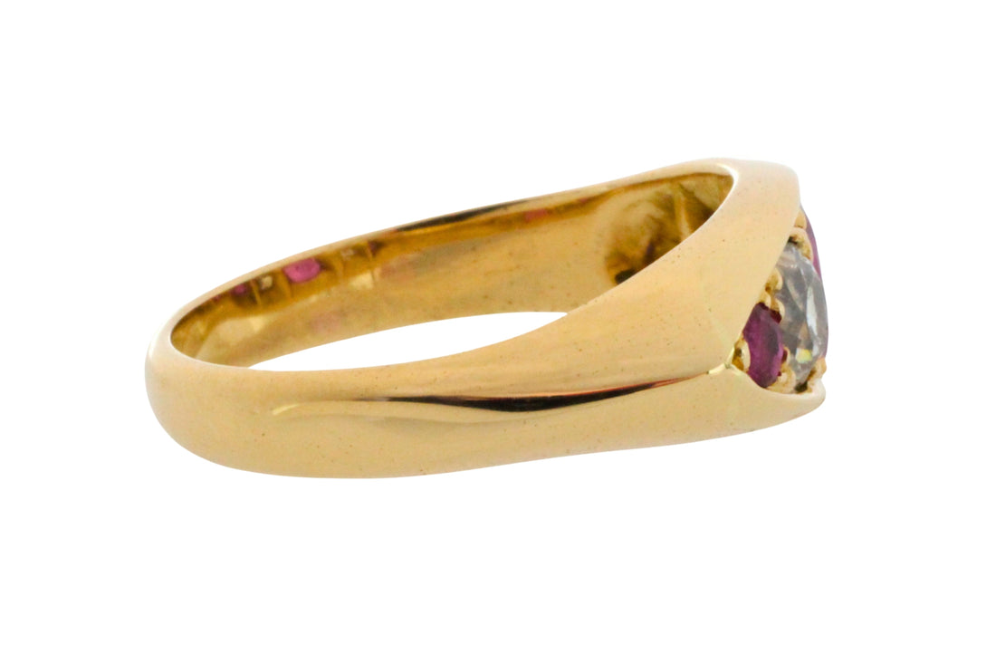 Victorian ruby and old mine cut diamond ring-Antique rings-The Antique Ring Shop