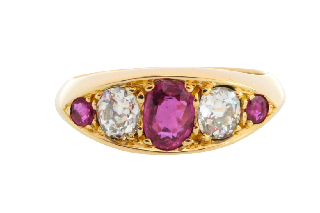 Victorian ruby and old mine cut diamond ring-Antique rings-The Antique Ring Shop