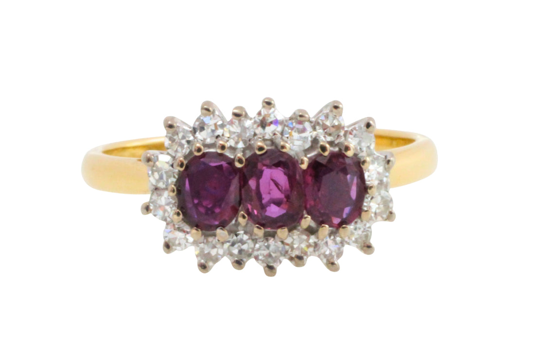 Vintage ruby and diamond ring in 18 carat gold-The Antique Ring Shop