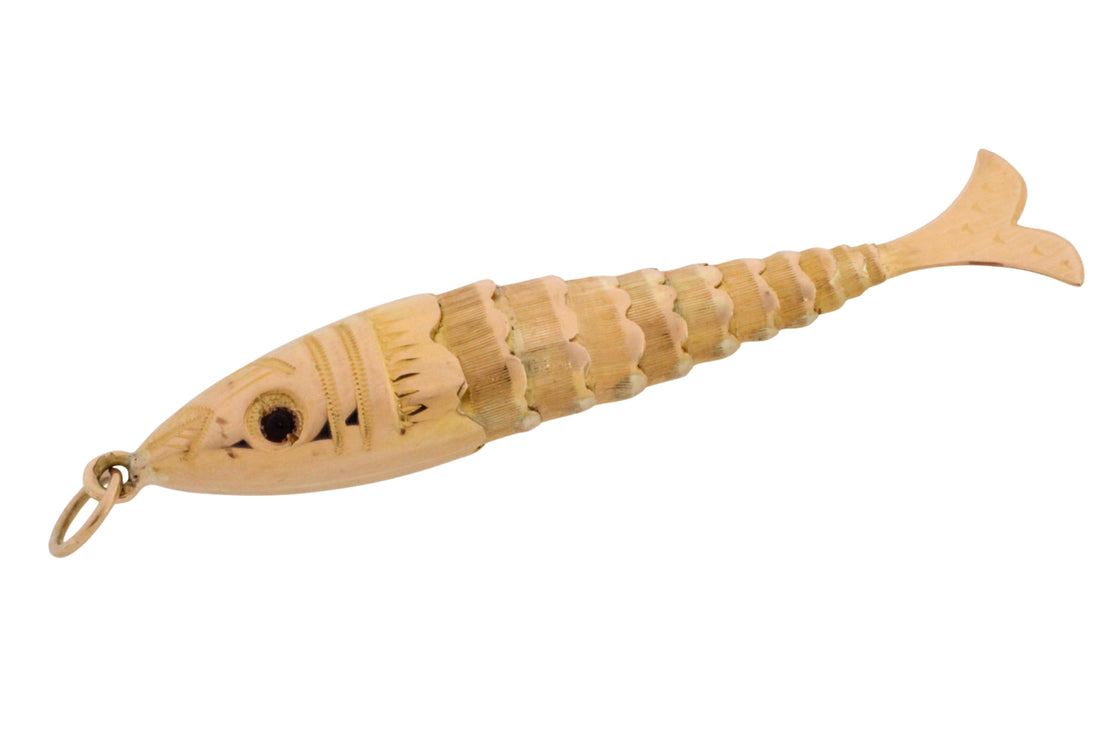 Vintage 14 carat gold fish pendant-Pendants-The Antique Ring Shop