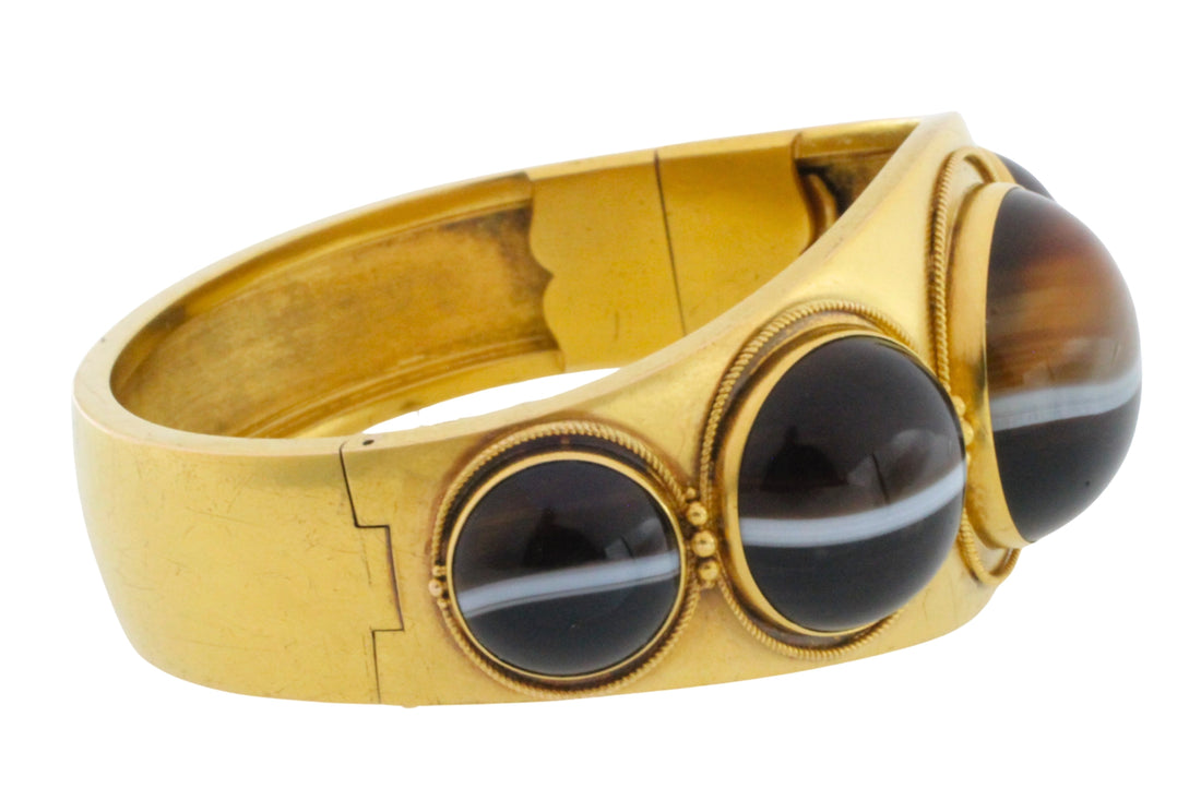 Victorian agate bracelet in 15 carat gold-Bracelets-The Antique Ring Shop