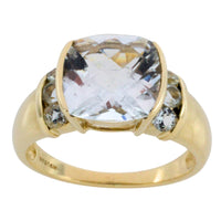 Vintage aquamarine ring in 14 carat gold-Vintage Rings-The Antique Ring Shop