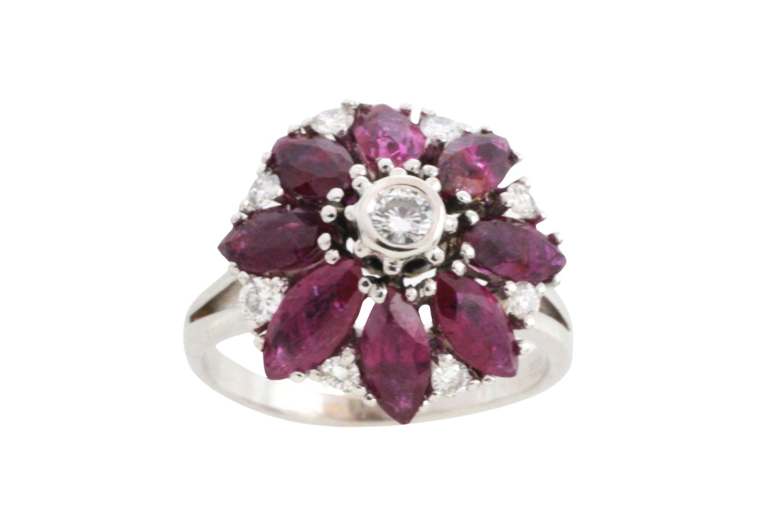 White gold ruby and diamond ring