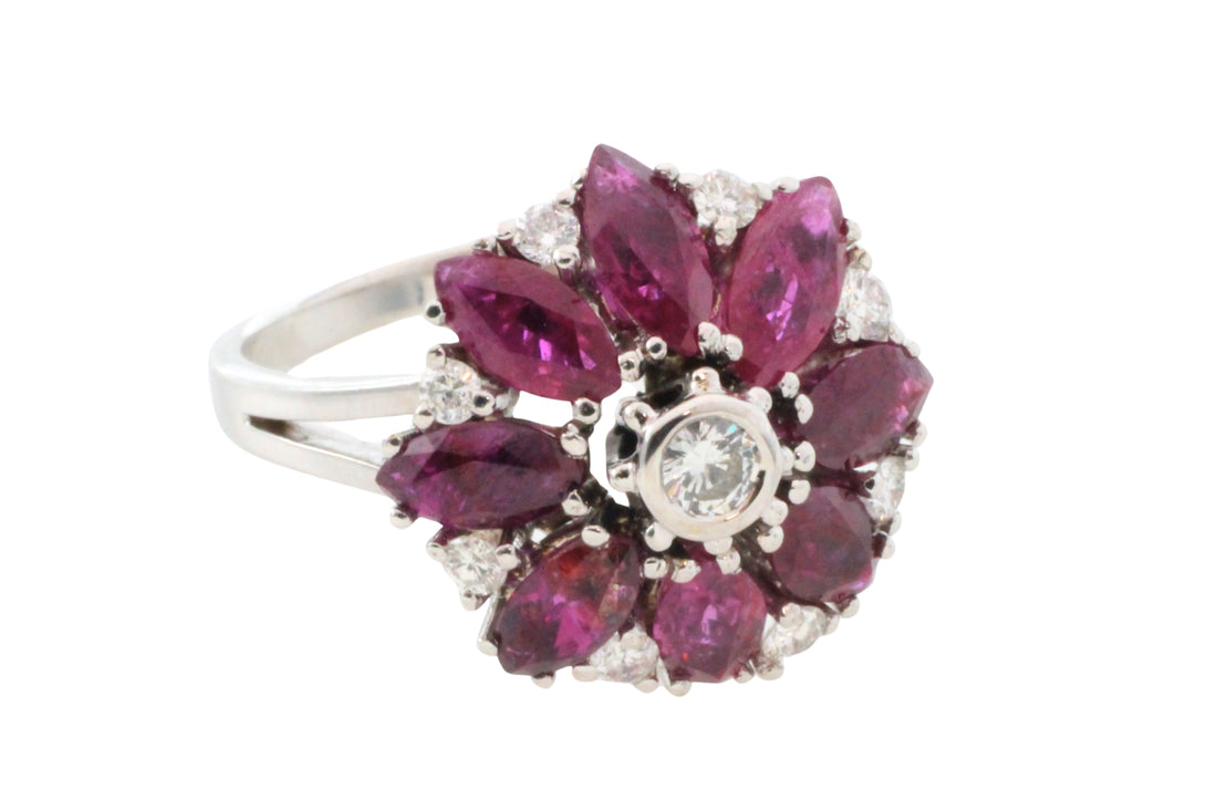 White gold ruby and diamond ring