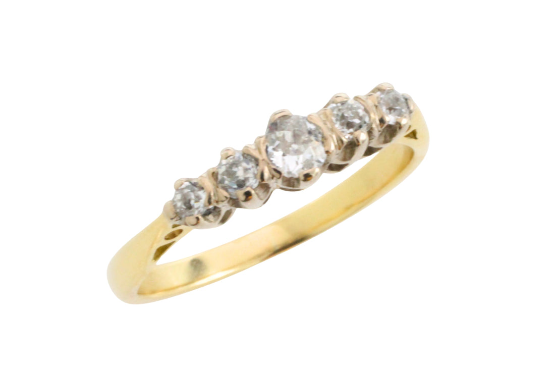 Vintage five stone old cut diamond ring