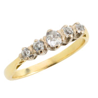 Vintage five stone old cut diamond ring