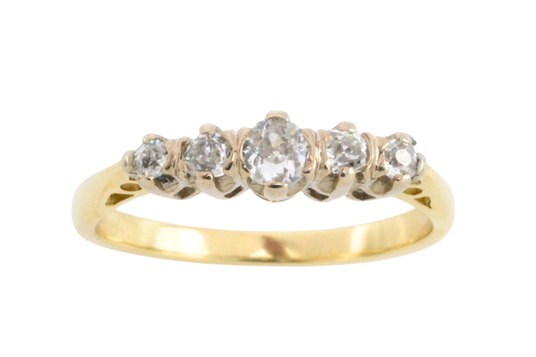 Vintage five stone old cut diamond ring