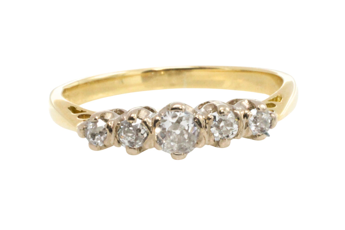 Vintage five stone old cut diamond ring