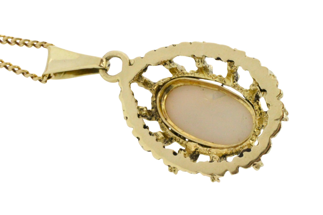 Cabochon opal pendant in 14 carat gold-Vintage Rings-The Antique Ring Shop