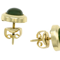 Nephrite jade studs in 14 carat gold-Earrings-The Antique Ring Shop