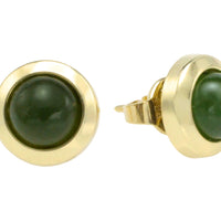 Nephrite jade studs in 14 carat gold-Earrings-The Antique Ring Shop