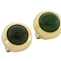 Nephrite jade studs in 14 carat gold-Earrings-The Antique Ring Shop