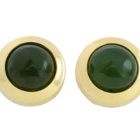 Nephrite jade studs in 14 carat gold-Earrings-The Antique Ring Shop