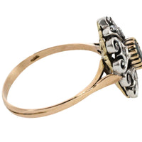 Sapphire and rose diamond ring in silver and gold-Vintage Rings-The Antique Ring Shop