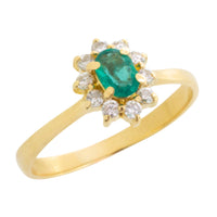 Emerald and diamond cluster ring in 18 carat gold-engagement rings-The Antique Ring Shop