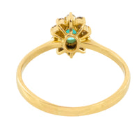 Emerald and diamond cluster ring in 18 carat gold-engagement rings-The Antique Ring Shop