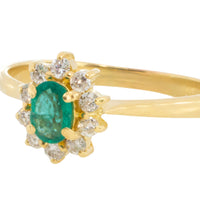 Emerald and diamond cluster ring in 18 carat gold-engagement rings-The Antique Ring Shop