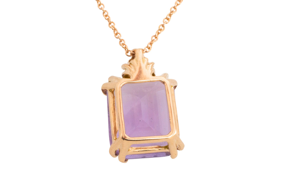 Amethyst and diamond pendant in rose gold