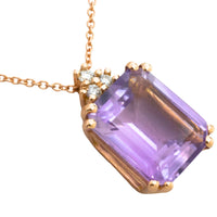 Amethyst and diamond pendant in rose gold