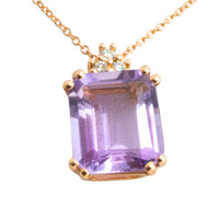Amethyst and diamond pendant in rose gold