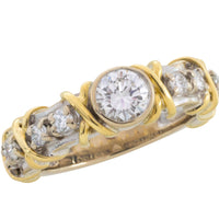 Diamond ring in yellow and white gold