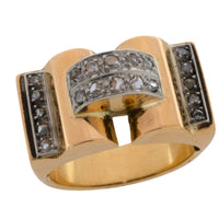 Art Deco rose diamond tank ring in 18 carat gold