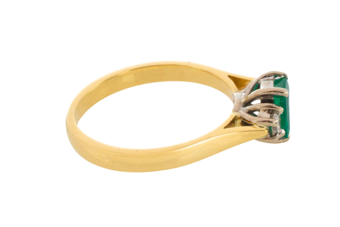 Emerald and diamond trilogy ring
