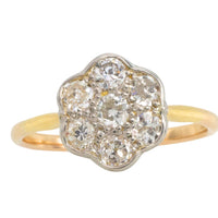Edwardian old cut diamond cluster ring