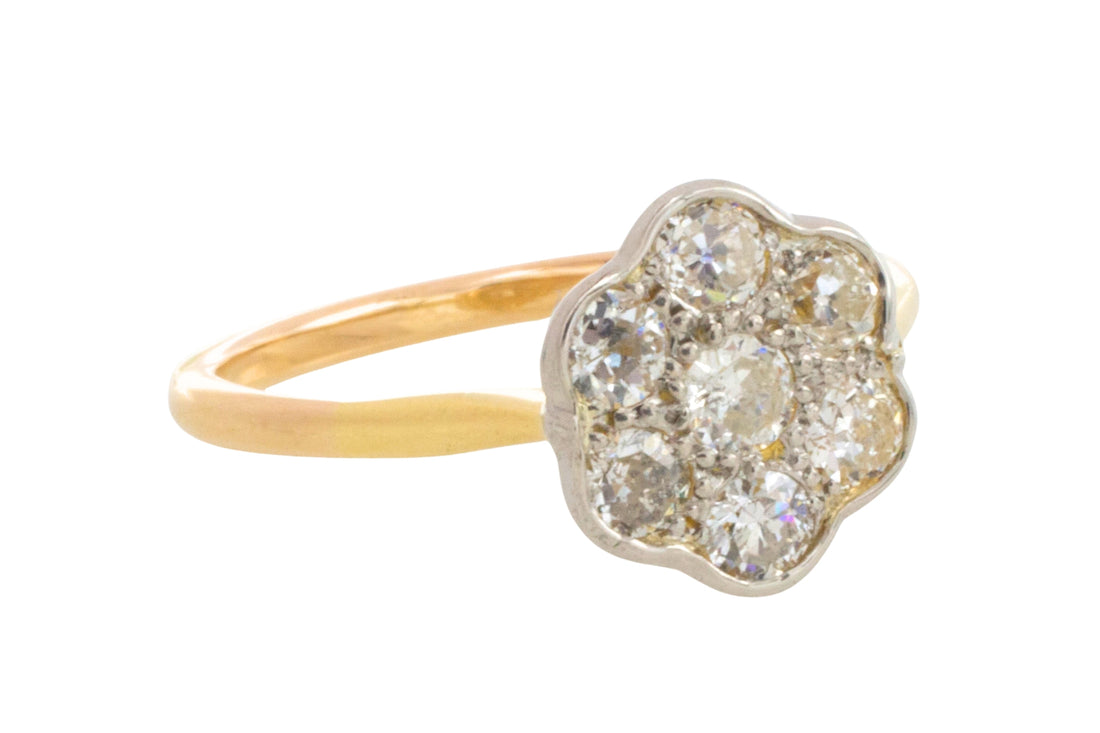 Edwardian old cut diamond cluster ring