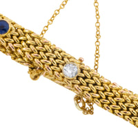 Vintage mesh sapphires and diamond bracelet