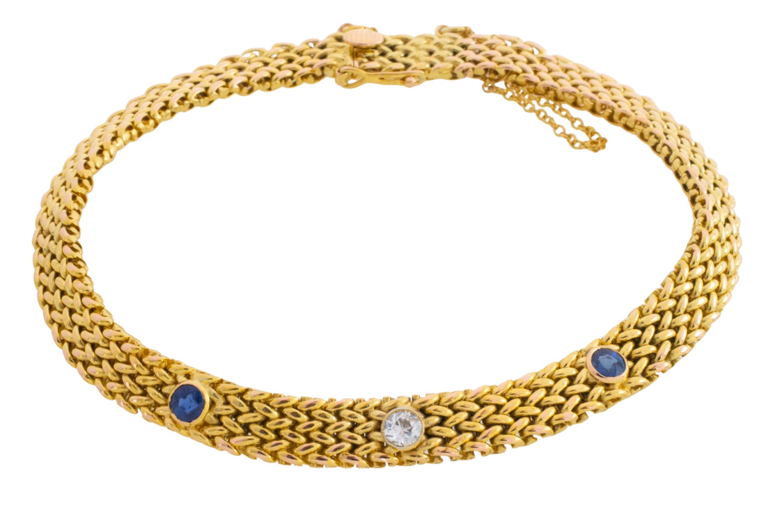 Vintage mesh sapphires and diamond bracelet
