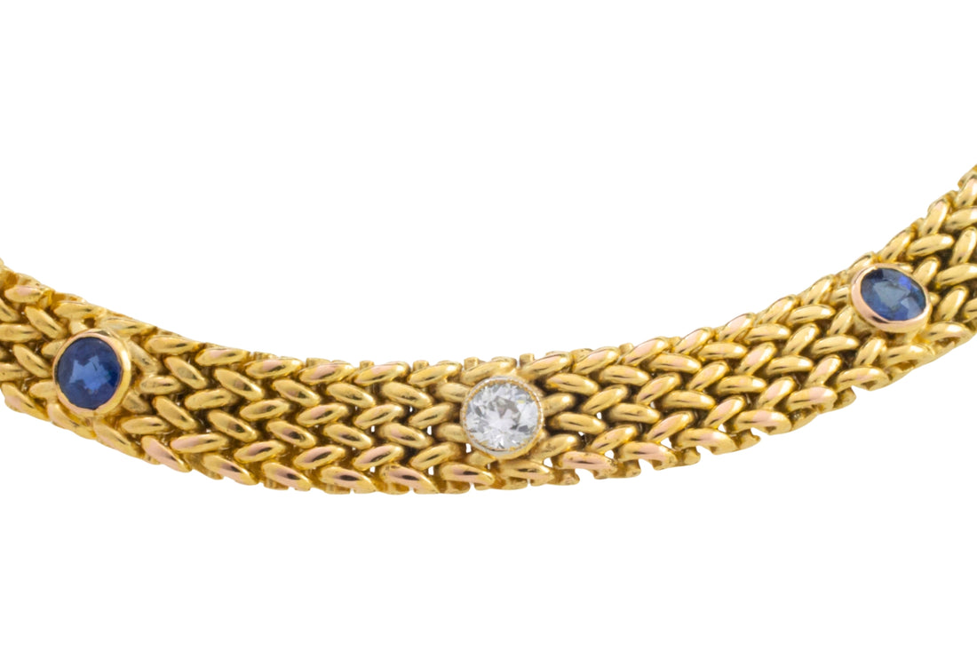 Vintage mesh sapphires and diamond bracelet