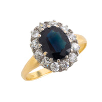 Vintage sapphire and diaond cluster ring