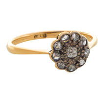 Edwardian old cut and rose cut diamond cluster ring