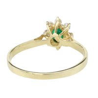 Emerald and diamond cluster ring-Vintage Rings-The Antique Ring Shop