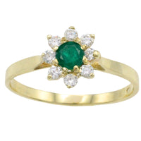 Emerald and diamond cluster ring-Vintage Rings-The Antique Ring Shop